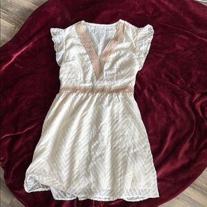 Chic White and Cream Midi Dress